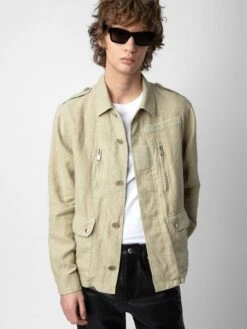 Zadig & Voltaire Kido Linen Jacket Light Beige -Zadig & Voltaire Clothing WMOW00376 LIGHT BEIGE ADDI 1 1