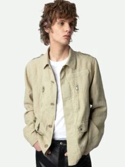 Zadig & Voltaire Kido Linen Jacket Light Beige -Zadig & Voltaire Clothing WMOW00376 LIGHT BEIGE HOVER 1