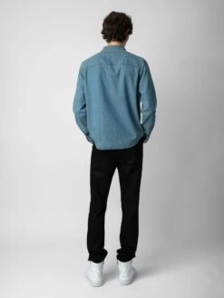 Zadig & Voltaire Stan Denim Shirt Ciel Stone -Zadig & Voltaire Clothing WMSH00283 CIEL STONE BACK