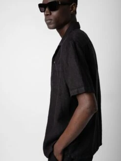 Zadig & Voltaire Sloan Linen Shirt Black -Zadig & Voltaire Clothing WMSH00288 NOIR ADDI 3 2