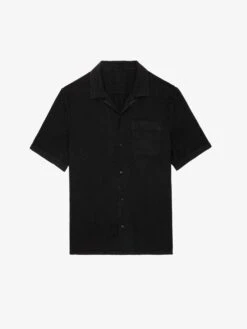 Zadig & Voltaire Sloan Linen Shirt Black -Zadig & Voltaire Clothing WMSH00288 NOIR PACKSHOT 2