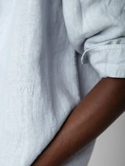 Zadig & Voltaire Stan Linen Band Collar Shirt Ciel -Zadig & Voltaire Clothing WMSH00289 CIEL ADDI 2