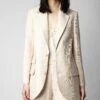 Zadig & Voltaire Violet Blazer Poudre -Zadig & Voltaire Clothing WWBL00796 POUDRE 2