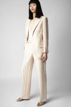 Zadig & Voltaire Violet Blazer Poudre -Zadig & Voltaire Clothing WWBL00796 POUDRE 4