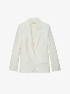 Zadig & Voltaire Vow Linen Blazer White -Zadig & Voltaire Clothing WWBL00850 BLANC PACKSHOT