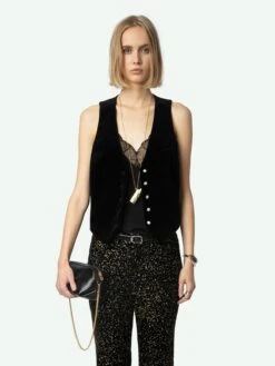 Zadig & Voltaire Velvet Emaux Blazer Black -Zadig & Voltaire Clothing WWBL00865 NOIR ADDI 1 6704e6a5dfc32