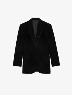 Zadig & Voltaire Viva Women's Rhinestone Blazer Black -Zadig & Voltaire Clothing WWBL01917 BLACK PACKSHOT 6728b3d30a8aa