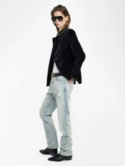 Zadig & Voltaire Blazer Verysa Velours Black -Zadig & Voltaire Clothing WWBL01933 BLACK ADDI 3 687df5da13901