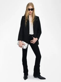 Zadig & Voltaire Viva Black Rhinestone Blazer Black -Zadig & Voltaire Clothing WWBL01947 BLACK ADDI 1 6837025a15776