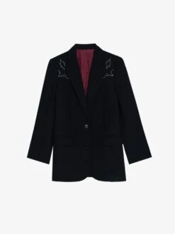 Zadig & Voltaire Viva Black Rhinestone Blazer Black -Zadig & Voltaire Clothing WWBL01947 BLACK PACKSHOT 6836c9b74eb9b