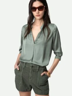 Zadig & Voltaire Sei Shorts Kaki -Zadig & Voltaire Clothing WWBS00133 KAKI HOVER