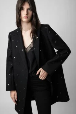 Zadig & Voltaire Marco Studs Coat Black -Zadig & Voltaire Clothing WWCO00201 NOIR 4