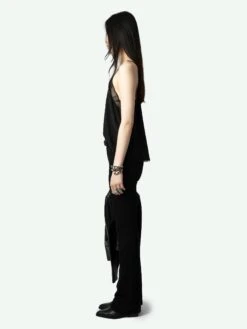 Zadig & Voltaire Christy Diamanté Silk Camisole Black -Zadig & Voltaire Clothing WWCR00247 NOIR ADDI 2 668d0317f0a26