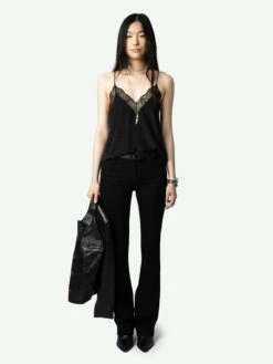 Zadig & Voltaire Christy Diamanté Silk Camisole Black