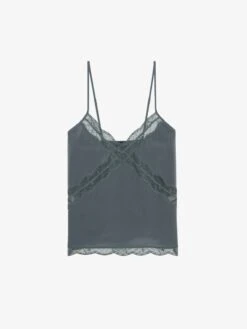 Zadig & Voltaire Cishi Silk Camisole Vert De Gris 13 Zadig & Voltaire Cishi Silk Camisole Vert De Gris -Zadig & Voltaire Clothing WWCR01258 VERT DE GRIS PACKSHOT 676a7f22ae1cc