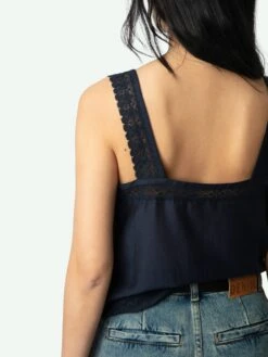 Zadig & Voltaire Celite Navy Lace Camisole Encre -Zadig & Voltaire Clothing WWCR01264 ENCRE ADDI 4 67bed506889cb