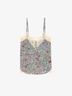 Zadig & Voltaire Cyoko Floral Camisole Mist -Zadig & Voltaire Clothing WWCR01270 MIST PACKSHOT 6777f1f288269