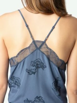 Zadig & Voltaire Christy Blue Silk Camisole Officer -Zadig & Voltaire Clothing WWCR01291 OFFICER HOVER 6763e771685bb