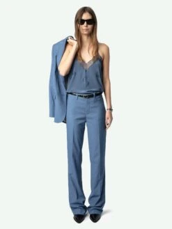 Zadig & Voltaire Christy Blue Silk Camisole Officer