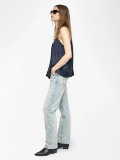 Zadig & Voltaire Cym Satin Pleated Camisole Encre 12 Zadig & Voltaire Cym Satin Pleated Camisole Encre -Zadig & Voltaire Clothing WWCR01293 ENCRE ADDI 3 6849a41063615