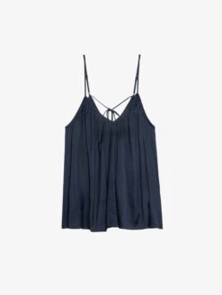 Zadig & Voltaire Cym Satin Pleated Camisole Encre 15 Zadig & Voltaire Cym Satin Pleated Camisole Encre -Zadig & Voltaire Clothing WWCR01293 ENCRE PACKSHOT 684fe1e95c1fa