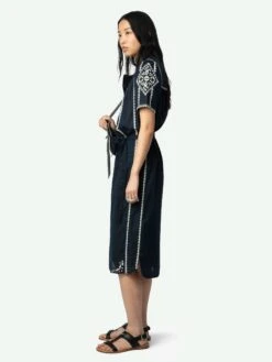 Zadig & Voltaire Rigy Navy Belted Dress Encre 10 Zadig & Voltaire Rigy Navy Belted Dress Encre -Zadig & Voltaire Clothing WWDR01204 ENCRE ADDI 2 67bed66c8b090