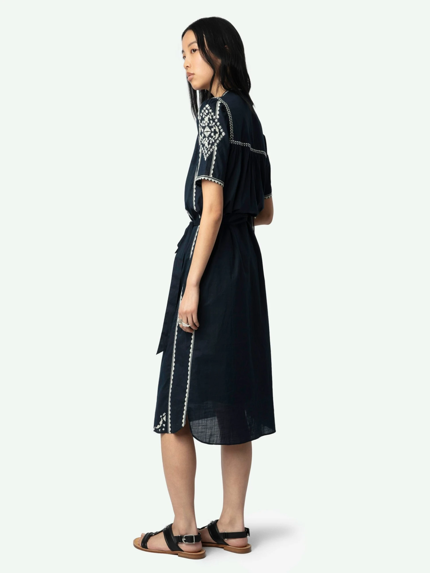 Zadig & Voltaire Rigy Navy Belted Dress Encre 6 Zadig & Voltaire Rigy Navy Belted Dress Encre - Image 4