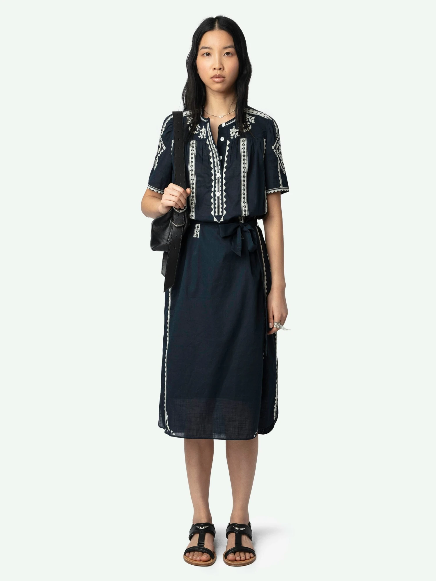 Zadig & Voltaire Rigy Navy Belted Dress Encre 3 Zadig & Voltaire Rigy Navy Belted Dress Encre
