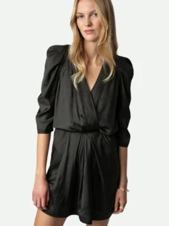Zadig & Voltaire Ruz Satin Dress Slate -Zadig & Voltaire Clothing WWDR01316 SLATE HOVER 2