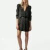 Zadig & Voltaire Ruz Satin Dress Slate -Zadig & Voltaire Clothing WWDR01316 SLATE SHOOTING 2