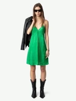 Zadig & Voltaire Rayonna Satin Dress Gazon
