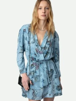 Zadig & Voltaire Rogers Silk Dress Glacier -Zadig & Voltaire Clothing WWDR01322 GLACIER HOVER