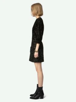 Zadig & Voltaire Rosli Velvet Dress Black -Zadig & Voltaire Clothing WWDR01396 NOIR ADDI 3 6704e6e7aaf48