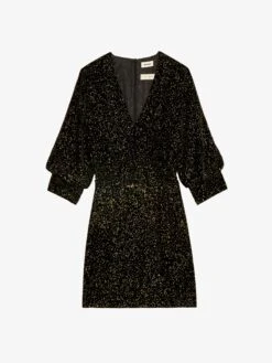Zadig & Voltaire Rosli Velvet Dress Black -Zadig & Voltaire Clothing WWDR01396 NOIR PACKSHOT 670685a93aad6