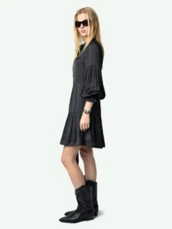 Zadig & Voltaire Randy Satin Dress Black -Zadig & Voltaire Clothing WWDR02451 BLACK ADDI 2 672a445bedf3b