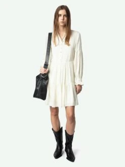 Zadig & Voltaire Randy Satin Dress Flake -Zadig & Voltaire Clothing WWDR02451 FLAKE ADDI 2 675ff58d0a88a