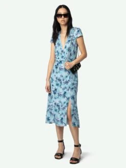 Zadig & Voltaire Rapaz Printed Silk Wrap Dress Mist -Zadig & Voltaire Clothing WWDR02520 MIST ADDI 1 67bed395b4a2f