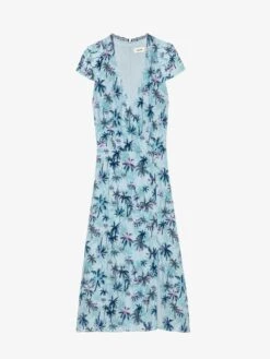Zadig & Voltaire Rapaz Printed Silk Wrap Dress Mist -Zadig & Voltaire Clothing WWDR02520 MIST PACKSHOT 67c04edff08bc