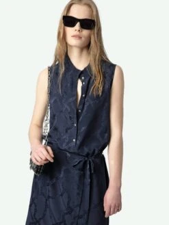 Zadig & Voltaire Raosi Belted Silk Dress Encre -Zadig & Voltaire Clothing WWDR02525 ENCRE ADDI 2 67b74666ade1d