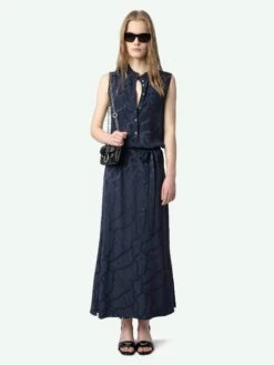 Zadig & Voltaire Raosi Belted Silk Dress Encre