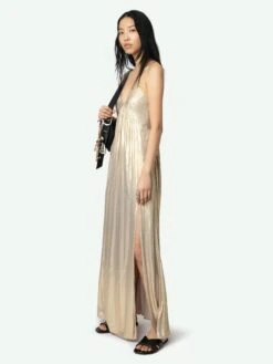 Zadig & Voltaire Rayonne Satin Dress Gold 12 Zadig & Voltaire Rayonne Satin Dress Gold -Zadig & Voltaire Clothing WWDR02528 GOLD ADDI 1 67bed6b768293