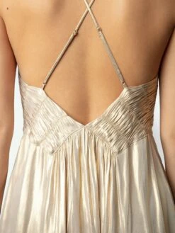 Zadig & Voltaire Rayonna Pleated Satin Dress Gold -Zadig & Voltaire Clothing WWDR02551 GOLD ADDI 3 67bed74ea1979