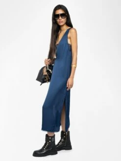 Zadig & Voltaire Renzo Satin Dress Blueberry -Zadig & Voltaire Clothing WWDR02556 BLUEBERRY ADDI 2 686b84daa1556