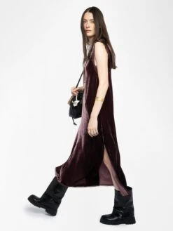 Zadig & Voltaire Renzo Velvet Dress Burgundy -Zadig & Voltaire Clothing WWDR02571 BURGUNDY ADDI 3 687e3e1ca62fc