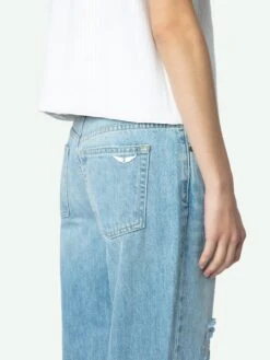 Zadig & Voltaire Stevie Ripped 90's Jeans Light Wash -Zadig & Voltaire Clothing WWJE00248 LIGHT WASH HOVER 66fd185681b51
