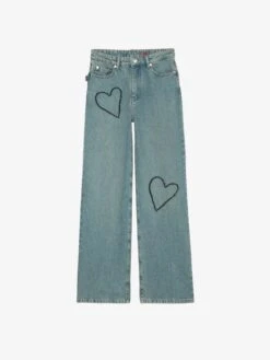 Zadig & Voltaire Elio Heart Embroidered Jeans Light Blue -Zadig & Voltaire Clothing WWJE01265 LIGHT BLUE PACKSHOT 67c04f18177c0