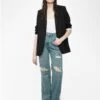 Zadig & Voltaire Elio Distressed Straight Leg Jeans Light Blue 2 Zadig & Voltaire Elio Distressed Straight Leg Jeans Light Blue -Zadig & Voltaire Clothing WWJE01284 LIGHT BLUE SHOOTING 67fe62e1e02ee