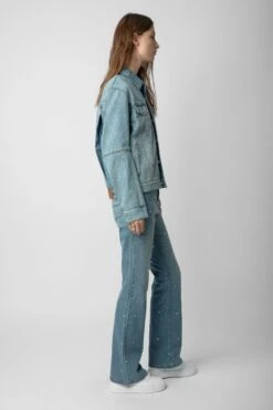 Zadig & Voltaire Kasy Diamanté Denim Jacket Light Blue -Zadig & Voltaire Clothing WWOW00622 LIGHT BLUE 4
