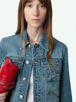 Zadig & Voltaire Kioka Denim Jacket Light Blue -Zadig & Voltaire Clothing WWOW00649 LIGHT BLUE HOVER 664c628ed587d