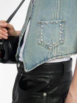 Zadig & Voltaire Gillier Denim Vest Light Blue -Zadig & Voltaire Clothing WWOW01679 LIGHT BLUE ADDI 4 685e8f34d1d81